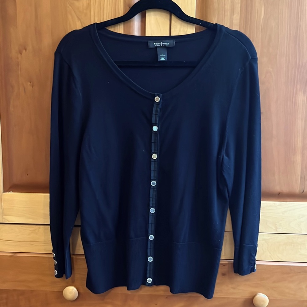 White House Black Market Black Cardigan Size Large